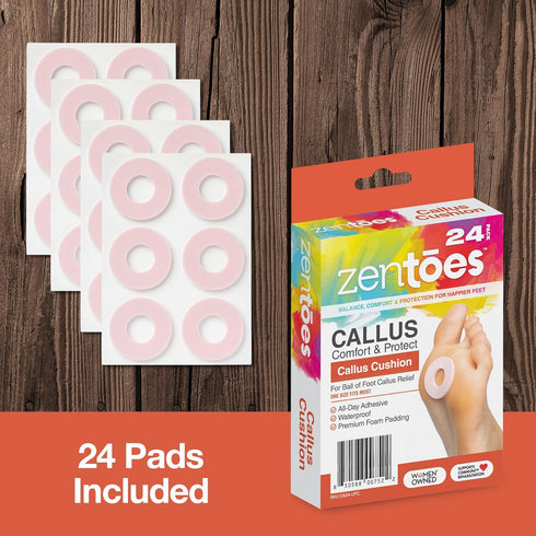 ZenToes Callus Cushions Round Foam Padding with Water-Resistant Self-Stick Adhesive, Protects Foot, Heel and Toes from Rubbing and Friction, Pain ...