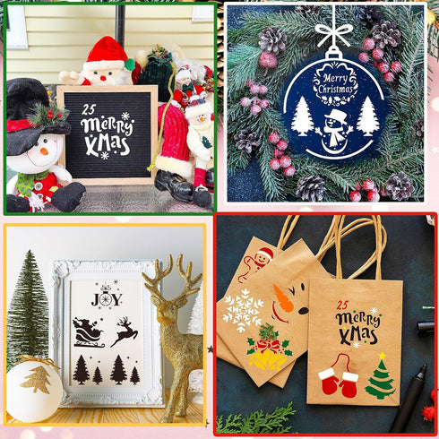 100 Pieces Christmas Stencils?3x3in and Reusable Painting DIY Template for Painting on Wood Ornaments DIY Crafts Fabrics Window Christmas Decorati...