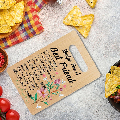 Friends Cutting Board, Kitchen Gifts for Women Friends, Bamboo Chopping Board Presents for Best Friend Bestie Sister Birthday Christmas, Recipe fo...