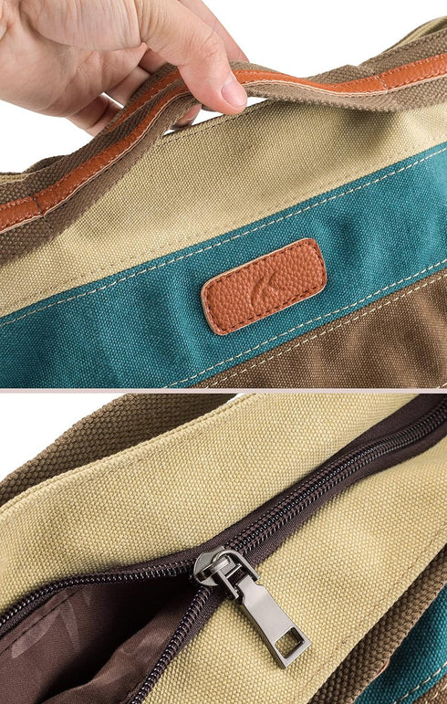 SNUG STAR Canvas Handbag Multi-Color Striped Lattice Cross Body Shoulder Purse Bag Tote-Handbag for Women...