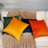 MZPSO Pack of 2, Velvet Super Soft Solid Decorative Square Throw Pillows Covers Set Cushion Case for Sofa Bedroom Car 18 x 18 Inch 45 x 45 cm Oran...