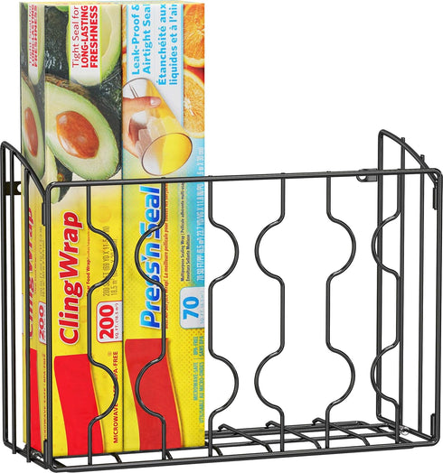 Simple Houseware Wall Door Mount Kitchen Wrap Organizer Rack, Black...