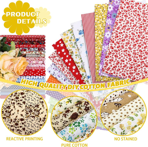 500 Pcs 4 x 4 Inches Cotton Fabric Square Pre Cut Quilt Squares Fabric Bundles Patchwork Fabrics Floral Printed Square Patchwork Fabric Quilting F...