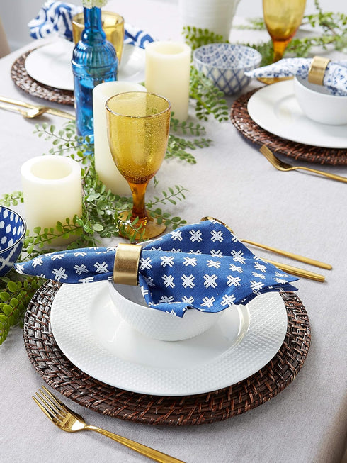 DII 100% Cotton Buffet Napkin Machine Washable, Oversized, Everyday Basic, 18x18, Assorted Indigo...