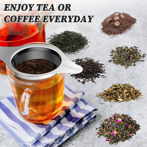 Extra Fine 18/8 Stainless Steel Tea Infuser Mesh Strainer with Large Capacity & Perfect Size Double Handles for Hanging on Teapots, Mugs, Cups to ...