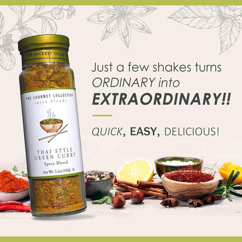 The Gourmet Collection Spice & Seasoning Blend, Thai Style Green Curry - Spicy & Sweet for Chicken, Vegetables, Fish: Grill Rub: 156 Servings....