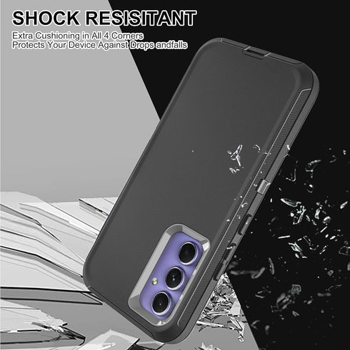 for Samsung Galaxy A54 5G Case, 3 in 1 Full Body Shockproof Heavy Duty Protection with 2-Pack Tempered Glass Screen Protectors, (Black/Grey)...