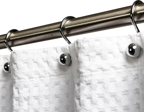 Luxury S Shower Curtain Hooks (12-Pack) Hotel Quality Silver Chrome Finish | Bathroom Accessories | Non-Slip Ball End | Easy to Hang...