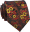 Elfeves Mens Dark Brown Suit Tie Orange Red Petal Woven Silk Paisley Party Necktie Gift...
