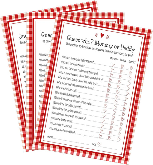 BBQ Baby-q Guess Who Mommy or Daddy Baby Shower Game - 24 count...