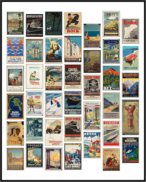 Posterizer 1 pcs-Miniature Vintage Travel Posters- California-New Zealand-Holiday Poster Collection-Gift for Men Women Entrepreneur Teens - UNFRAM...