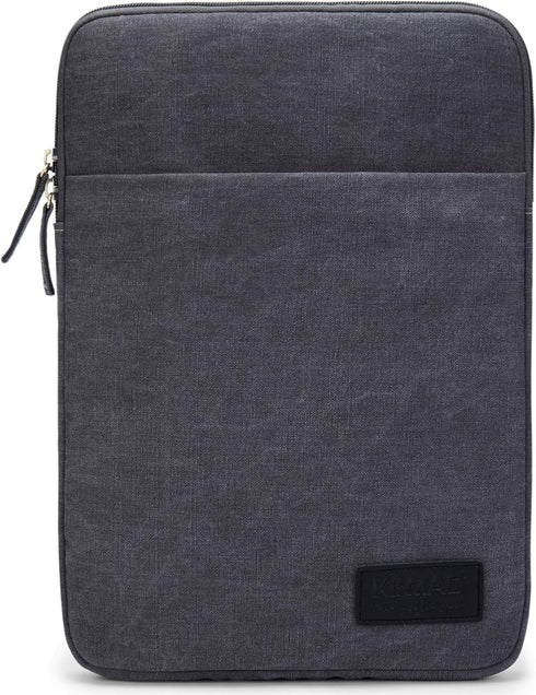 Kinmac Grey Canvas 360° Protective Vertical Style Waterproof Laptop Sleeve with Pocket for iPad 12.9",MacBook Air/Pro 13" and 12.5 inch-13.3 inch ...