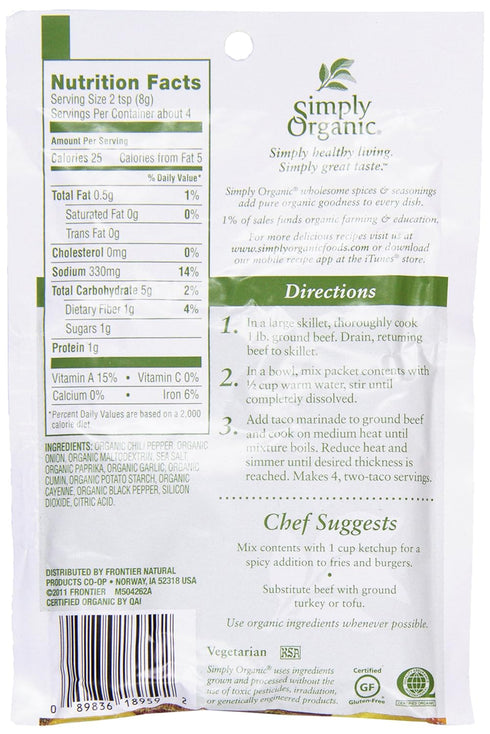 Simply Organic Season Mix-spcy Taco, 1.13 oz...