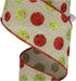 Glitter Multi Dots Wired Edge Ribbon - 2.5 Inches x 10 Yards (Light Beige)...