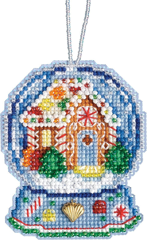 Gingerbread House Snow Globe Beaded Counted Cross Stitch Charmed Ornament Kit Mill Hill 2019 Snow Globes MH161932...