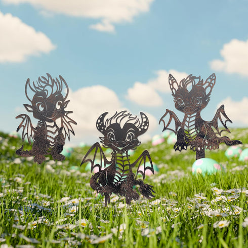 Baby Dragon Garden Stakes Decor, Metal Stake Plant Decorations for Pots, Decorative Garden Stakes, Lawn Art Dragons Garden Decorations, Baby Drago...