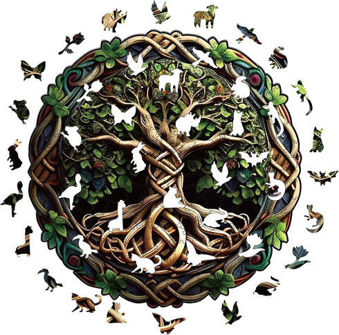Wooden Puzzles for Adults, 200 Pieces Tree of Life Puzzle Uniquely Irregular Animal Shaped Wooden Jigsaw Puzzles, Creative Gift for Teenagers and ...