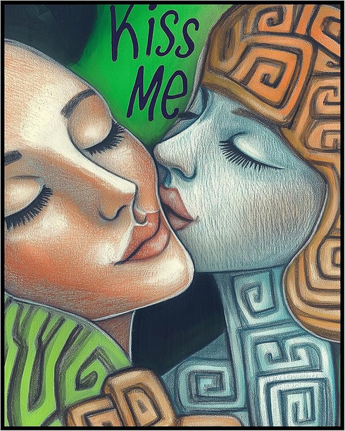 Posterizer 1 pcs-kiss me-modern colorful Valentine's day inspired art -2-Romantic Art-Abstract & Modern Art-Gift for Couples boyfriend girlfriend ...