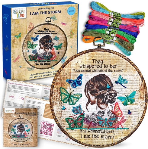 CRAFTILOO I Am The Storm Hand Embroidery kit for Beginners .Beginner embroidery kit for adults with Stamped Embroidery Patterns. Embroidery Kits f...
