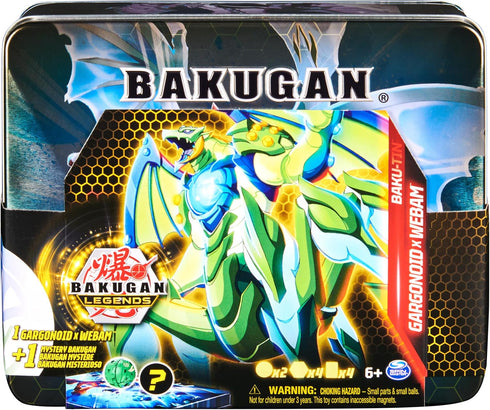 Bakugan Legends, Baku-tin, Gargonoid X Webam (Exclusive, Mystery Core, 2 Gate Cards, 4 Baku-Cores, Collectible Action Figures, Ages 6 and Up...