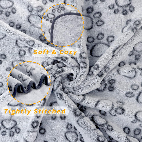 Fleece Blanket for Small Medium Dogs - Washable Puppy Blanket with Cute Paw Print for Bed Couch Protection...