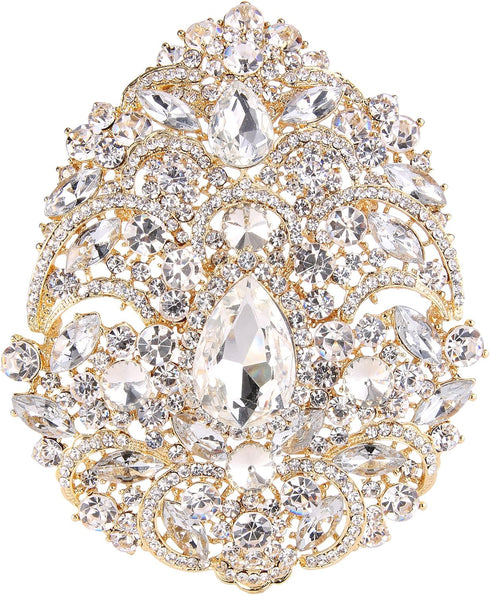 EVER FAITH Women's Oval Rhinestone Crystal Vintage Style Flower Cluster Brooch Pin for Banquet...