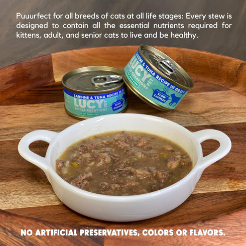 Lucy Pet Products Kettle Creations Sardine and Tuna Cat Stew Recipe in Gravy 2.47oz, Green (LPPFFLW403)...
