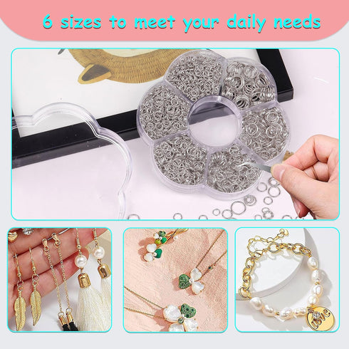 YAKA 1600Pcs 6 Different Sizes Open Jump Rings,5mm 6mm 7mm 8mm 9mm 10mm Ring Jewelry Keychain for Jewelry Making Accessories,1Pcs Jump Ring Open/C...