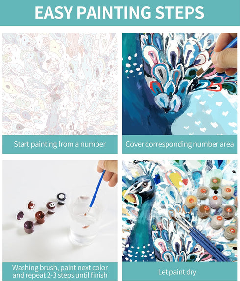 Slody Paint by Number for Adults Peacock Adult Paint by Number Kits on Rollded Canvas Colorful Animal Drawing Acrylic Beginner Paintwork DIY Craft...