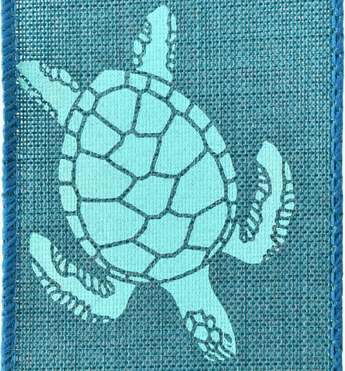 Homeford Sea Turtle Wired Ribbon, Teal, 2-1/2-Inch, 10-Yard...