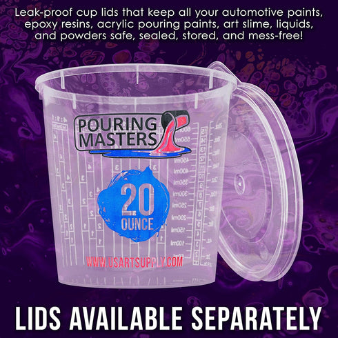 20 Ounce (600ml) Graduated Plastic Mixing Cups (Box of 12) - Paint Mixing Cups for Epoxy Resin, Art, Kitchen, Baking - Measurements in OZ and ML, ...