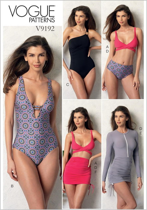 Vogue Patterns Casual Misses' Wrap-Top Bikini, One-Piece Swimsuits, And Cover-Ups, 14-16-18-20-22, Green...