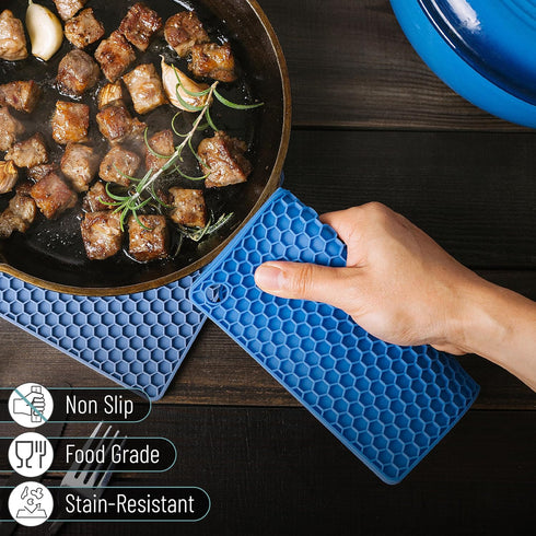BTaT- Silicone Trivet Mats, 2 Pack, Green Silicone Trivet, Silicone Hot Pads for Kitchen, Silicone Trivets for Hot Pots and Pans, Silicone Hot Pad...