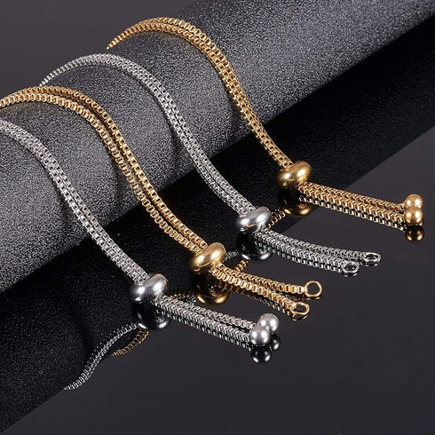 UNICRAFTALE 10pcs 2 Colors 24cm Adjustable Slider Bracelets 304 Stainless Steel Bracelet Making Slider Extender Chains with Ball Ends for Women Se...