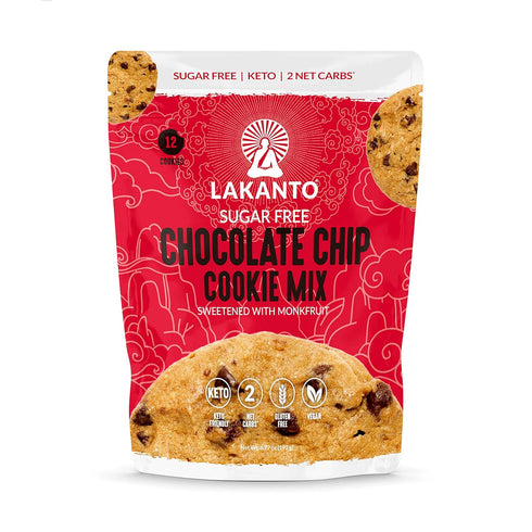 Lakanto Sugar Free Chocolate Chip Cookie Mix - Sweetened with Monk Fruit Sweetener, Gluten Free, Keto Diet Friendly, Vegan, 2g Net Carb, Almond Fl...
