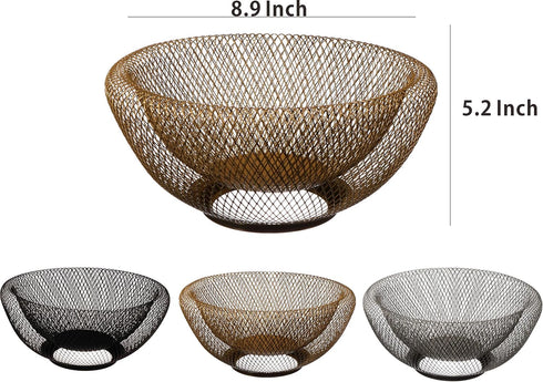 Cq acrylic Fruit Basket For Kitchen,Fruit Basket With Banana Hanger,Fruit and Vegetable Storage Holder For Kitchen Countertop,Golden...
