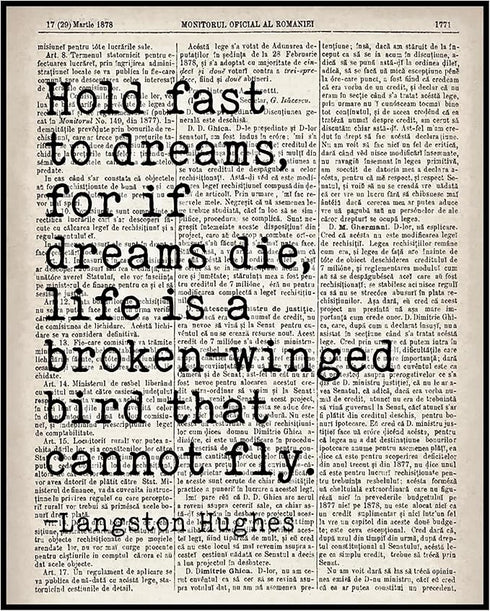 Posterizer 1 pcs-Langston Hughes-Hold Fast To Dreams-Afro-American Art Collection-Motivational & Inspirational Art- Decor for Home & Office- unfra...