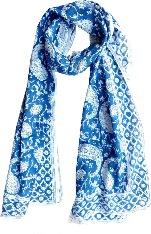 Scarfs for women 100% Pure cotton indian design hand block printed mini stoll for girls 70x20 inch from...