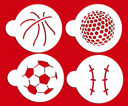 Designer Stencils Large Sports Ball Cookie Stencils (Basketball - Golf - Soccer - Baseball) , Beige/semi-transparent...