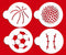 Designer Stencils Large Sports Ball Cookie Stencils (Basketball - Golf - Soccer - Baseball) , Beige/semi-transparent...