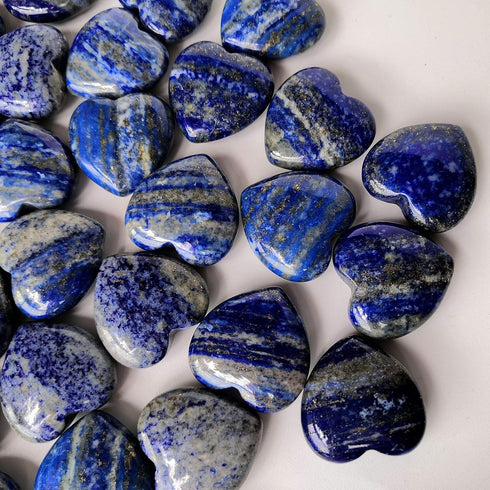 4 Pcs Natural Lapis Lazuli Love Heart Palm Stone Reiki Balancing Worry Stone(1 Inch)...