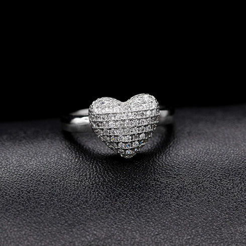 Uloveido Dainty Women's White Gold Plated Love Heart White Cubic Zirconia Enhancer Wedding Promise Rings J070...