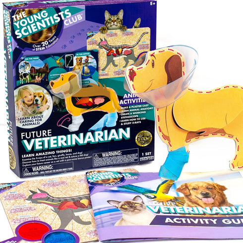 Future Veterinarian Career Kit, 10+ Activities, Includes Interactive Learning Guide, Foam Dog, & Secret Message Viewers, Animal Science Kits for K...