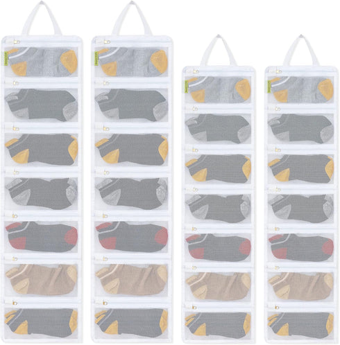 4 Pcs Sock Laundry Bag, Socks Organizer Mesh Bags for Washing Machine, Large Wash Bag Hanging for Stocking Underwear Bra Lingerie, Travel Organize...