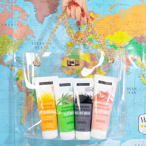 Freeman 4 Count Exotic Blends Face Mask Variety Set, Includes Clay, Peel-Off, Gel, & Cream Facial Masks, Skincare for Women, Face Mask Essentials ...