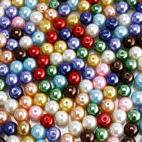 RUBYCA 200Pcs Mix Czech Tiny Satin Luster Glass Pearl Round Bead 4mm Assortment Beading DIY Jewelry...