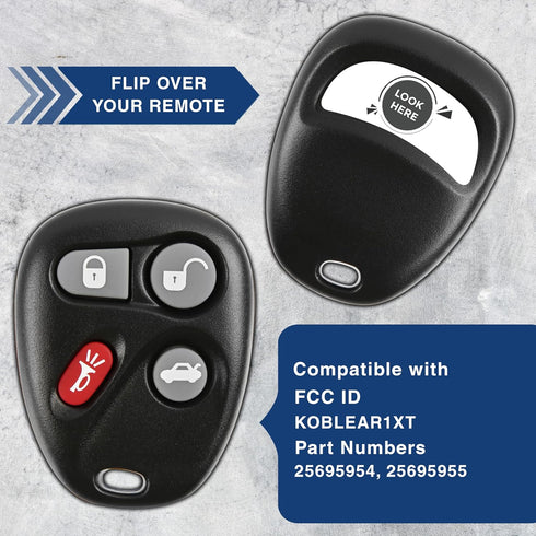 2X KeylessOption Key Fob Replacement for 2001 2002 2003 2004 2005 Buick Cadillac Chevrolet Chevy Oldsmobile Pontiac Remote, 4-Button 25695954, Loc...