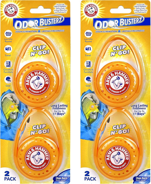 Arm & Hammer Odor Busterz - Clip N Go, 4 Count Deodorizer Pack...