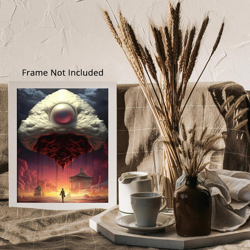 Posterizer 1 pcs-surrealist futuristic magic city-Abstract & Modern Art-Fantasy & Fiction Art-Gift for Art Lovers-Decor for Home & Office- UNFRAME...