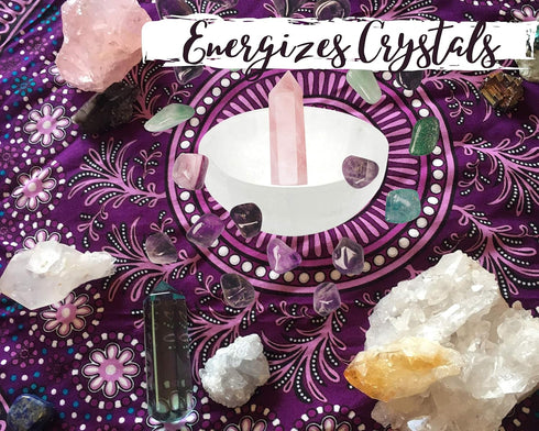 Worldly Finds Selenite Crystal Smudge Bowl, 7 Sizes, Hand-Carved, Moroccan Crystal Holder to Charge, Cleanse Crystals, Charging Selenite Bowl, Spi...